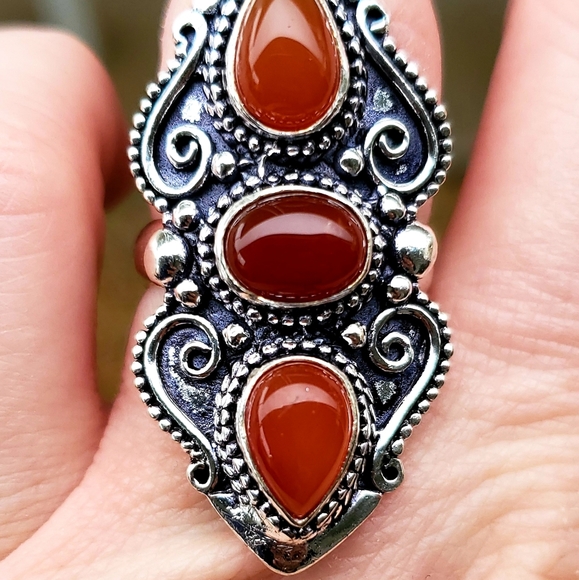 ***Sale***New Carnelian 925 Silver Statement Ring. - Picture 9 of 9